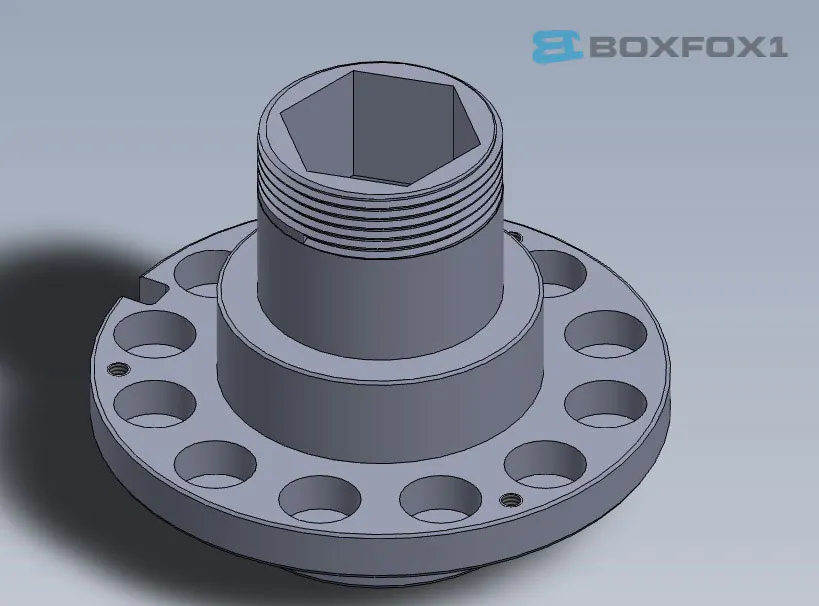 Pieza industrial modelada o fabricada con detalle dimensional
